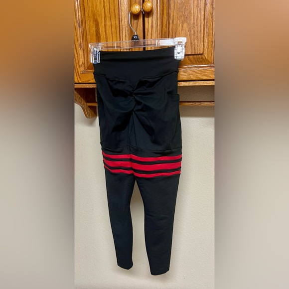 Bombshell Sportswear Scrunch Thigh Highs- Black and Red Leggings - Picture 14 of 16